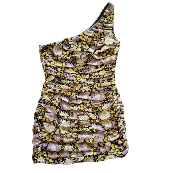 Zara Dresses & Skirts - Zara NWT Floral Ruched One Shoulder Mini Dress Medium